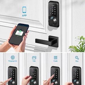 Smart Lock, Zowill DK07 Fingerprint Door Lock with APP Control, 7-in-1 Smart Door Lock for Front Door, Keyless Entry Door Lock, Electronic Touchscreen Keypad Deadbolt, Auto Lock, Easy Installation