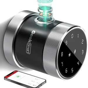 Geek Smart Door Lock Fingerprint Door Lock Biometric Door Lock with Keypad Smart Door Knob Remote Control with APP IC Card Mechanical Key Great for Airbnb Homes Apartments Hotels and Offices-Silver