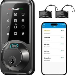 Smart Lock, Zowill DK07 Fingerprint Door Lock with APP Control, 7-in-1 Smart Door Lock for Front Door, Keyless Entry Door Lock, Electronic Touchscreen Keypad Deadbolt, Auto Lock, Easy Installation