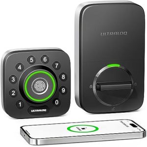 ULTRALOQ U-Bolt Pro Smart Lock, 7-in-1 Keyless Entry Door Lock with Fingerprint ID, App and Keypad, Smart Door Lock, Smart Deadbolt, Smart Locks for Front Door, Smart Deadbolt, IP65 Waterproof